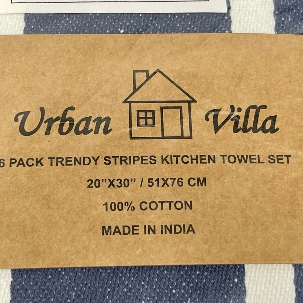 Urban Villa Kitchen Towels 100% Cotton 20x30 Absorbent Dish Clothes Indigo New